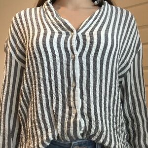 Striped Gray and White Women's Top